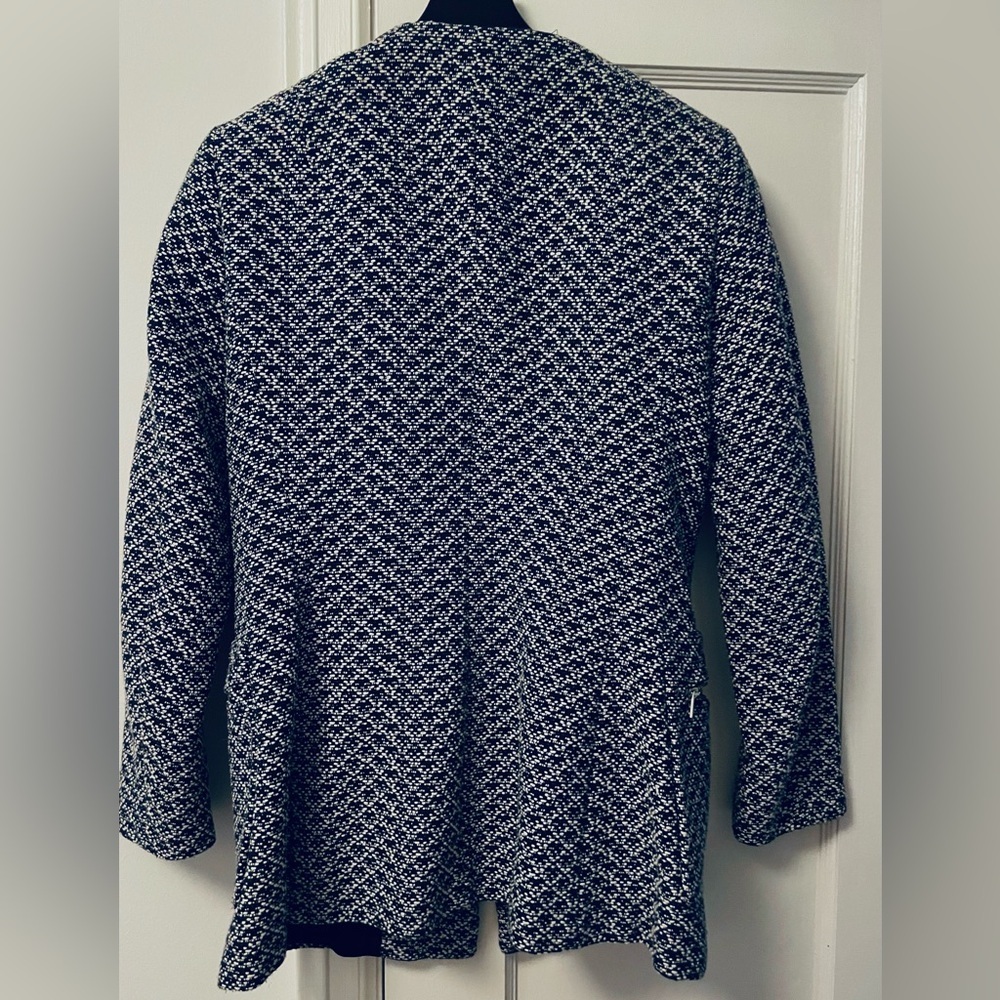 Zara Navy and White Tweed Jacket - Picture 2 of 4